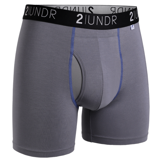 Swing Shift 6" Boxer Brief - Grey/Blue